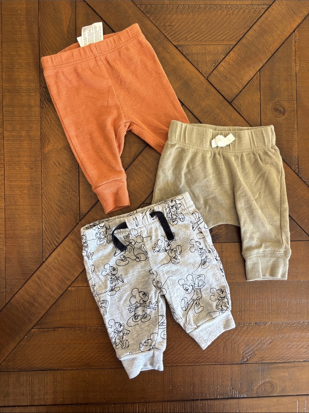 Set of Newborn pants- Rust, Olive & Gray (3-Pack)
